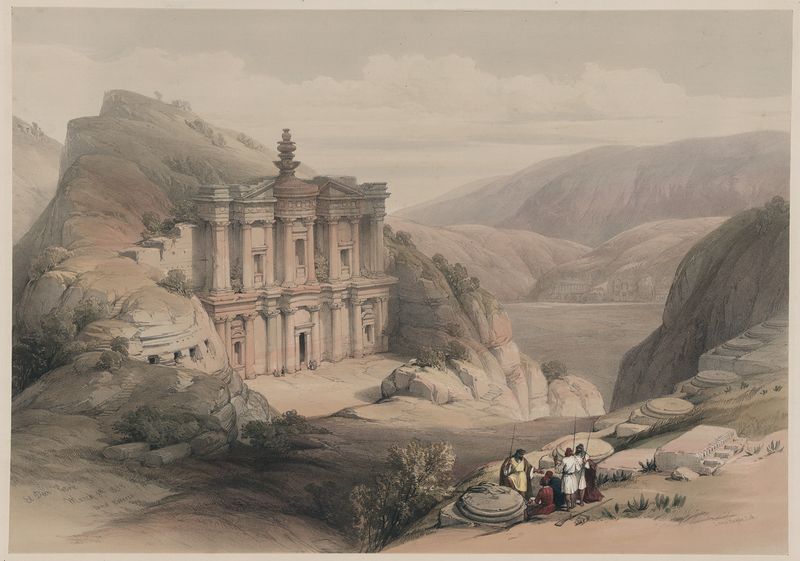 ملف:David Roberts-El Deir, Petra (March 8 1839).jpg