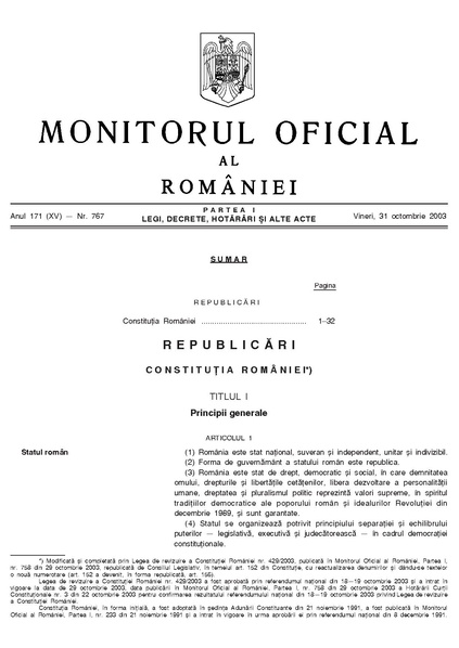 ملف:Monitorul Oficial al României. Partea I 2003-10-31, nr. 767.pdf