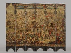 Folding Screen by the González Family (Mexican) depicting Siege of Belgrade, c. 1697-1701. Brooklyn Museum.