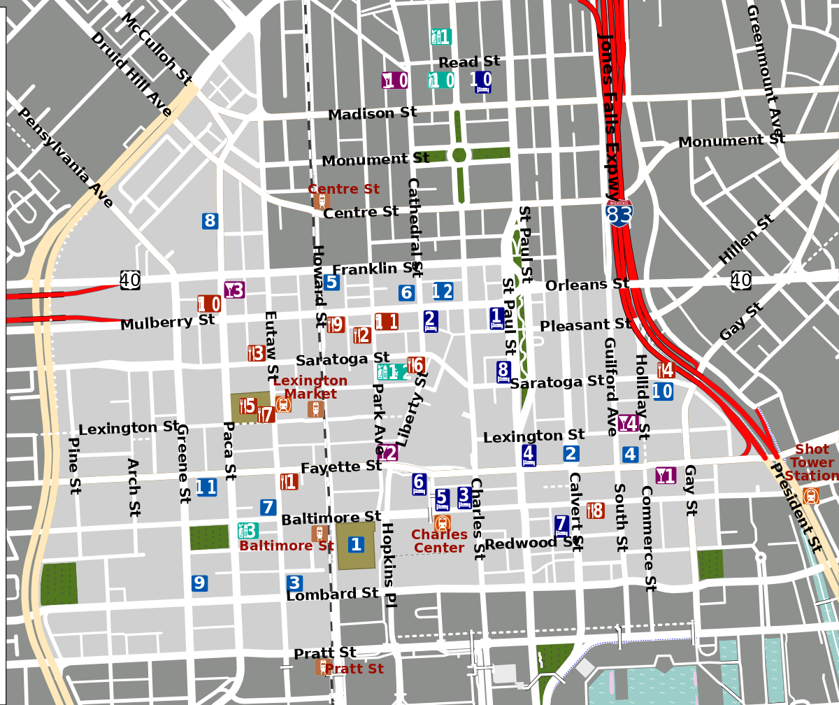 ملف:Downtown Baltimore map.svg - المعرفة