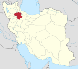 Location of Zanjan province within Iran