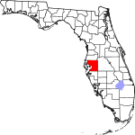 A state map highlighting Hillsborough County in the middle part of the state. It is large in size.