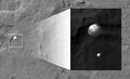 Curiosity descending under its parachute (August 6, 2012; MRO/HiRISE).[6]