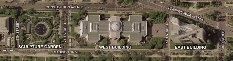 Satellite image of National Gallery of Art grounds and surrounding streets (2002)