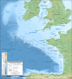 Celtic Sea and Bay of Biscay bathymetric map-fr.svg