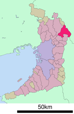 Location of Hirakata in محافظة أوساكا