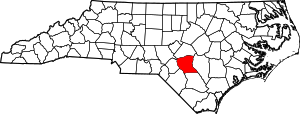 Map of North Carolina highlighting Cumberland County