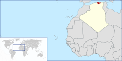 موقع القبائل في وسط الجزائر (شمال غرب أفريقيا).