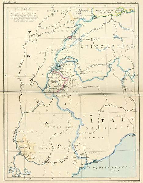 ملف:South-east frontier of France after the Treaty of Paris, 1814.jpg