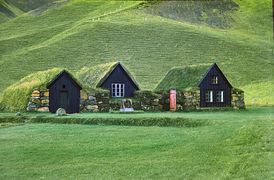 Traditional Icelandic turf houses. Until the 20th century, the vast majority of Icelanders lived in rural areas