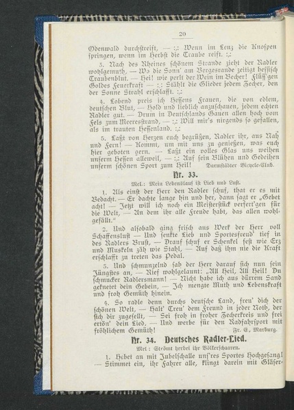 ملف:Liederbuch des Gau 19 Rostock des Deutschen Radfahrer-Bundes 1900.pdf