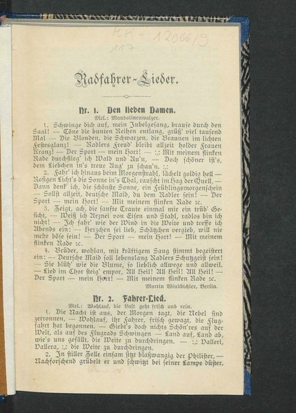 ملف:Liederbuch des Gau 19 Rostock des Deutschen Radfahrer-Bundes 1900.pdf
