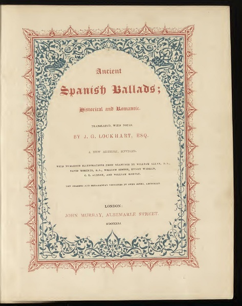 ملف:Ancient Spanish ballads - historical and romantic (IA gri 33125011219074).pdf