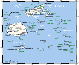 Fiji map showing Koro Sea and Koro Island