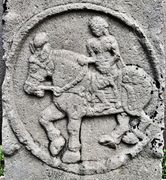 Foreigner on a horse. The medallions are dated circa 115 BC.[21]