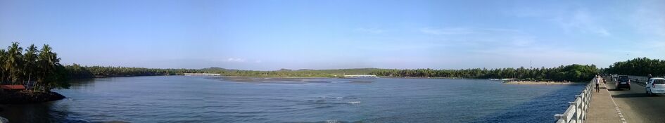 A panoramic view of Kadalundi River near Vallikkunnu estuary
