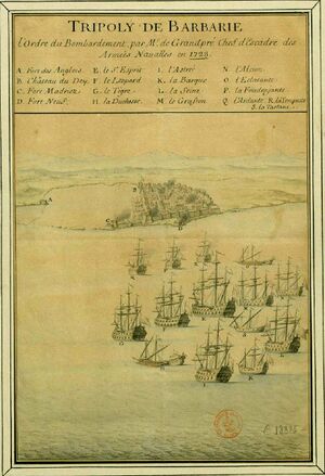 Picture of French navy on the campaign on Tripoli (1728).jpg