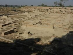 View of Granary and Great Hall on Mound F - Archaeological site of Harappa.jpg