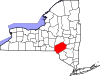 State map highlighting Delaware County