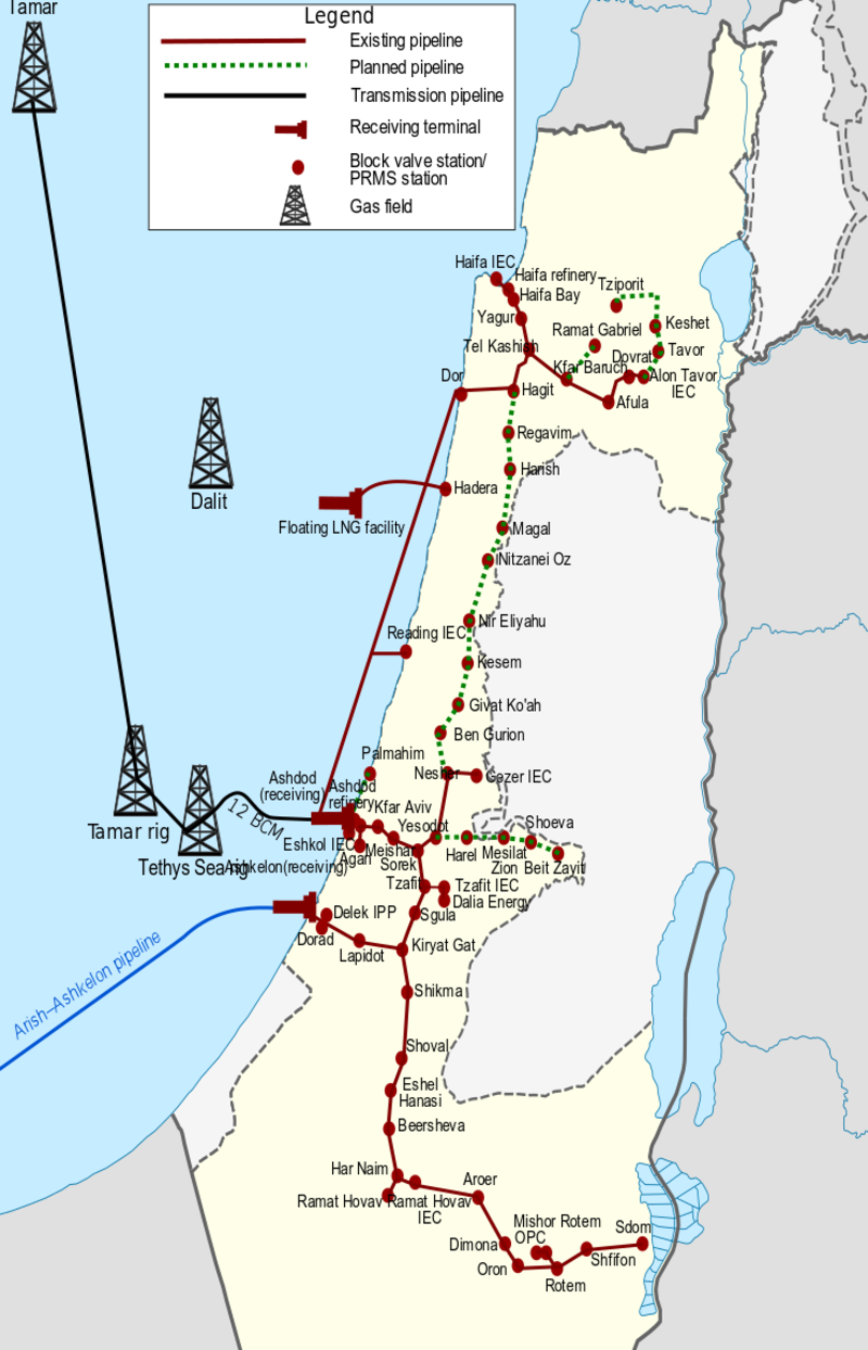 ملف:Israel Natural Gas Lines Map EN.svg - المعرفة