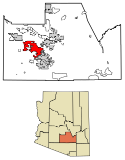 Location of Casa Grande in Pinal County, Arizona.