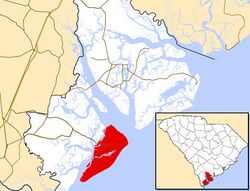 موقع هلتون هد آيلاند في مقاطعة بيفورت وكارولاينا الجنوبية.