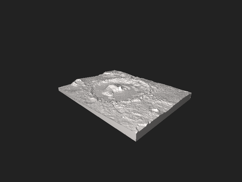 ملف:Topographic model of Gale crater.stl