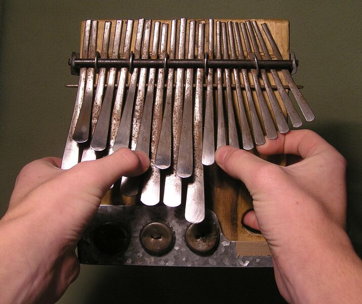 ملف:Holding an mbira dzavadzimu.jpg