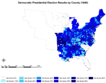 Results explicitly indicating the percentage for the Democratic candidate in each county.